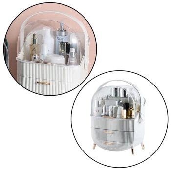 Organizer Na Kosmetyki Otwierana Porywa Transparentna Dwie Szuflady Biały