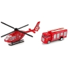 Zestaw Autek Straż Pożarna Naciąg Helikopter Czerwony