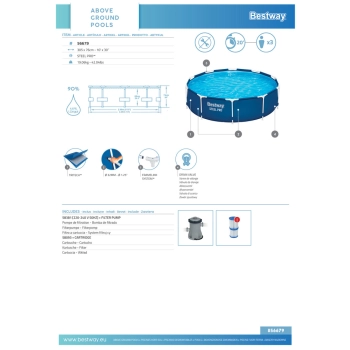 Basen Ogrodowy Stelażowy 305 cm x 76 cm Bestway 56679