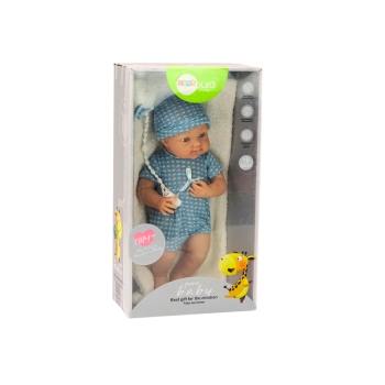 Lalka Bobas w Niebieskim Ubranku Czapeczka Smoczek Kołderka