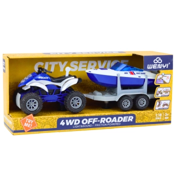 Quad Policyjny z Przyczepą do przewozu Łodzi oraz Motorówką