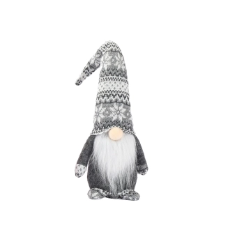 Krasnal Skrzat Świąteczny Wzorki Szary 40cm