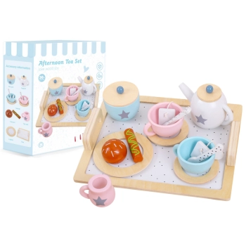 Serwis Kawowy Herbata Drewniany Zestaw Małe Agd Ciastka