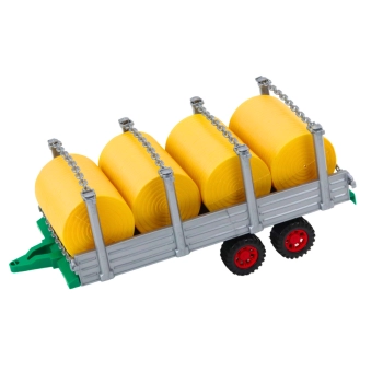 Duży Traktor Rolniczy Z Przyczepą I Balami Siana Napęd Czerwony