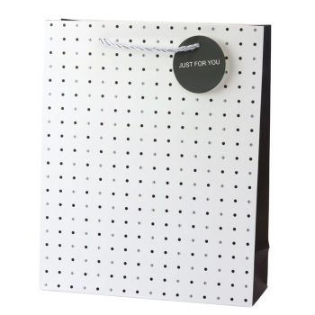 Torba Prezentowa Klasyczna W Kropki Zawieszka Just For You 32 x 26 x 10 cm