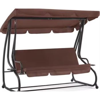 Huśtawka Czteroosobowa Ogrodowa Bujana Daszek Wolnostojąca Brązowa