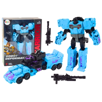 Robot Bojowy Auto 2W1 Broń Karabiny Akcesoria Niebieski