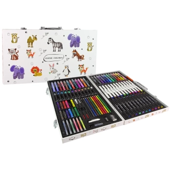 Duży Zestaw Artystyczny Do Malowania Walizka 94 szt Zwierzątka