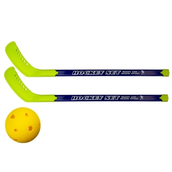 Kije do Hokeja Dla Dzieci z Piłką Zestaw Unihokej Zielony