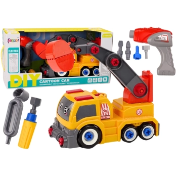 Ciężarówka Z Dźwigiem Kreskówkowa Do Rozkręcania DIY Pomarańczowy