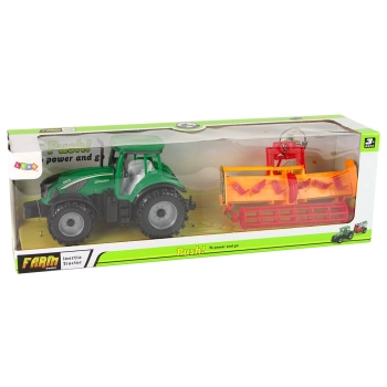 Zielony Traktor z Pomarańczowym Kultywatorem Napęd dla Dzieci