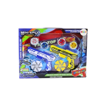 Zestaw Pistoletów Wyrzutnia 4 Metalowe Krążki Niebieski Żółty Światła