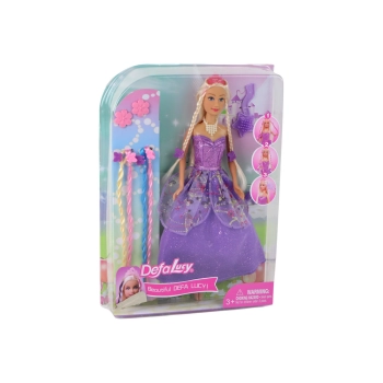 Lalka Księżniczka Purpurowa Sukienka Zestaw Doczepianych Warkoczyków