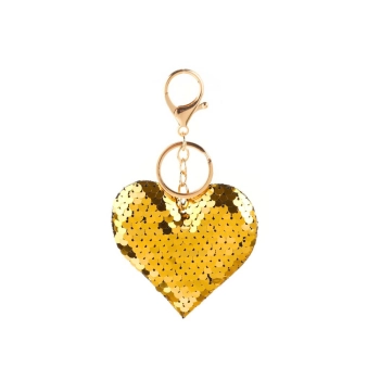 Brelok Serce Cekiny Dwustronne Srebrny Złoty