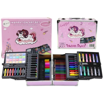 Zestaw Artystyczny w Rozkładanej Walizce z Jednorożcem 133 El