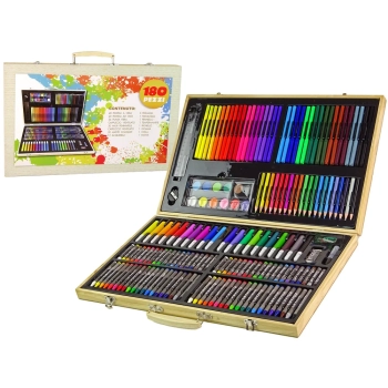 Zestaw Artystyczny Do Malowania Drewniana Walizka 180 Elementów