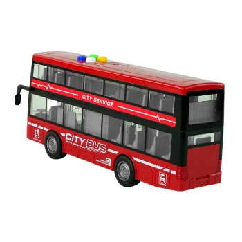 Autobus Piętrowy Na Baterie Światła Dźwięki Napęd Frykcyjny Czerwony 1:16