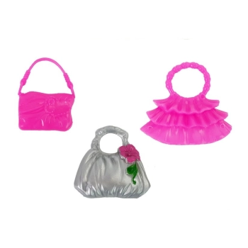 Lalka Fioletowa Suknia Bal Torebka Szpilki Biżuteria