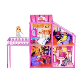 Rozkładana Willa Dla Lalek 76cm + Auto + Akcesoria