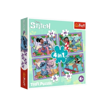 Puzzle - 4w1 (35, 48, 54, 70) - Szalony dzień Lilo i Stitch - Trefl 34633