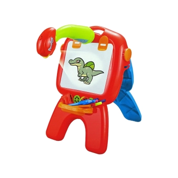 Tablica Dwustronna Kredowa Pisaki Stojąca Projektor Obrazki Czerwona