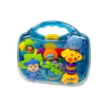 Zestaw Gryzaków Grzechotek w Walizce dla Niemowląt Małpka Żyrafa