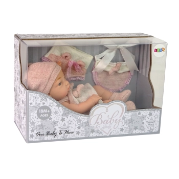 Lalka Słodki Bobas Sweter Czapeczka Różowa 30 cm