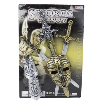 Zestaw Rycerski 3 Miecze Maska Ochraniacze Realistyczne Zdobienia