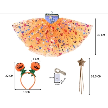 Sukienka Halloween z opaską na głowę i różdżką