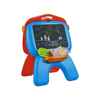 Tablica Dwustronna Kredowa Pisaki Stojąca Projektor Obrazki Czerwona