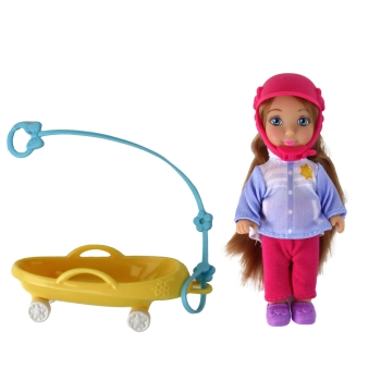 Lalki Anlily Mama Z Córką Na Sankach Zestaw Sanki