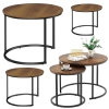 Zestaw Okrągłe Stoliki Kawowe 3w1 Vintage Naturalne Drewno 51cm 40cm 30cm