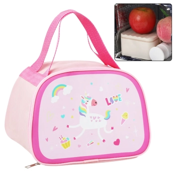 Torba Termiczna Izolacyjna Śniadaniowa Lunch Bag Różowa Jednorożec 23cm