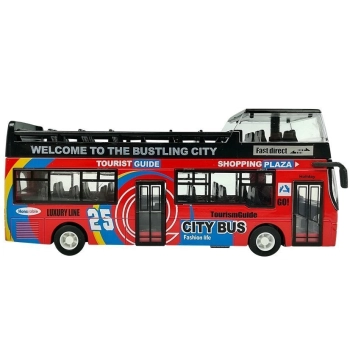 Autobus Piętrowy z Dźwiękiem 1:32 Otwierane Drzwi Czerwony