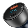 Ładowarka samochodowa USB + USB-C 65W Quick Charge ekran LCD przezroczysty