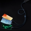 3w1 Kabel przewód do szybkiego ładowania USB-A do USB-C microUSB Lightning 66W 480Mb/s 1.2m niebieski