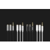 Rozdzielacz słuchawkowy 3.5mm mini jack AUX + mikrofon stereo 20cm srebrny