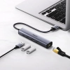 Wielofunkcyjny HUB adapter rozdzielacz USB 3.0 - 3x USB Ethernet RJ-45 USB-C PD szary