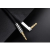 Kabel przewód płaski kątowy audio AUX 3.5mm minijack 0.5m czarny