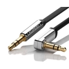 Kabel przewód płaski kątowy audio AUX 3.5mm minijack 0.5m czarny