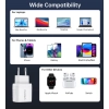 Mała mocna ładowarka sieciowa GaN 2x USB-C PD 35W z wyświetlaczem biała