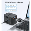 Uniwersalna ładowarka podróżna USB-C 2x USB-A PD 30W wtyczki USA EU UK AU czarna