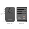 Uniwersalna ładowarka podróżna 2x USB-C 2x USB-A PD 45W wtyczki USA EU UK AU czarna