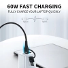 4w1 Uniwersalny kabel przewód 2x USB-C 1x USB-A 1x Lightning 60W 1m czarny