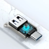Adapter przejściówka USB-C (męski) - USB-A (żeński) z oczkiem na smycz - srebrny