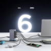 Stacja ładowania ładowarka wieloportowa GaN 65W EU 4x USB-C i 2x USB-A - ciemnoszara