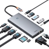13w1 HUB adapter PortalJoy Series USB-C HDMI DP VGA USB-A PD RJ45 SD TF AUX - szary
