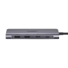6w1 HUB adapter USB-C - HDMI USB-A USB-C PD czytnik SD TF - szary