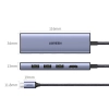 6w1 HUB Adapter USB-C - HDMI / USB-A / czytnik kart SD TF - szary