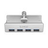 Hub rozdzielacz MH4PU na zacisk do biurka monitora 4x USB-A - srebrny